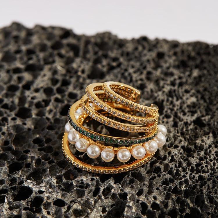 Chunky Layered Pearl Ear Cuff
