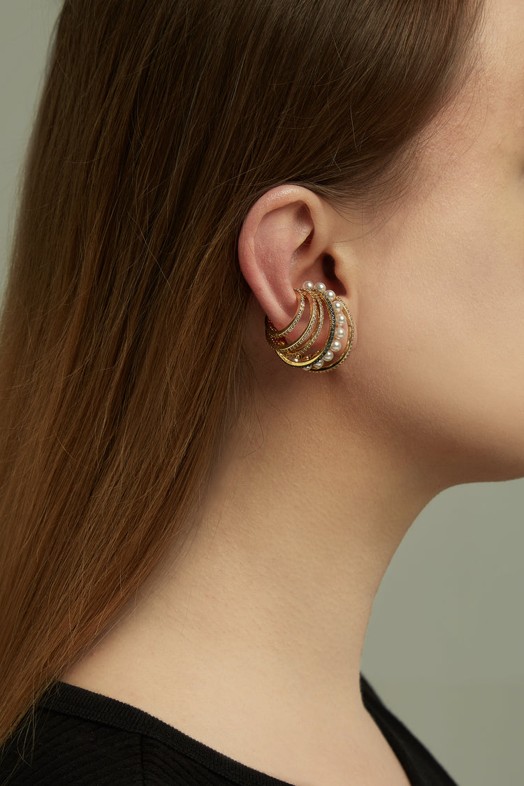 Chunky Layered Pearl Ear Cuff