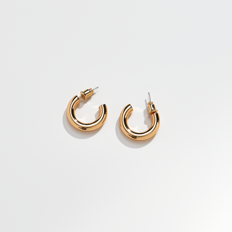 Classic Gold Chunky Medium Hoop Earring