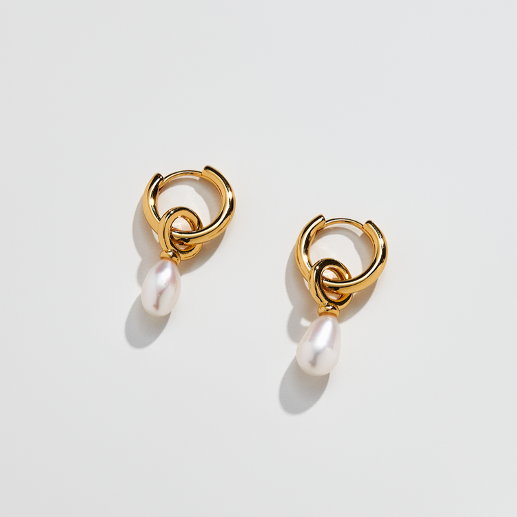 Baroque Pearl Double Hoop Earring