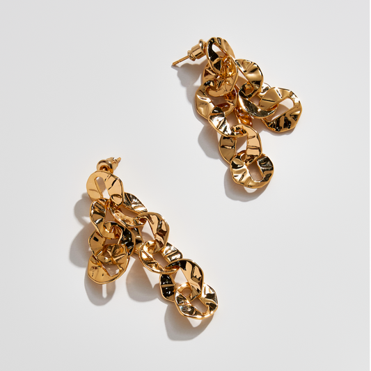 Retro Gold Flakes Drop Earring