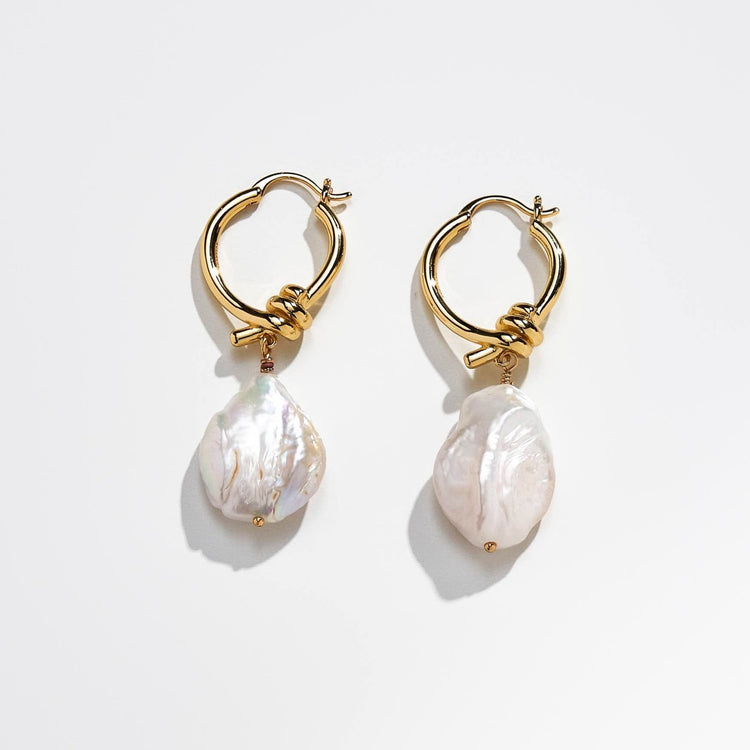 Knot Hoop Baroque Pearl Earring