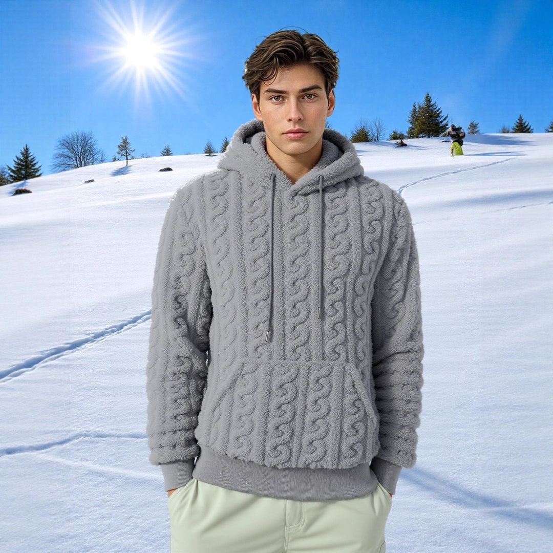 Aldoven | Men's Sherpa Fleece Hoodie Cable Knit - Image 1
