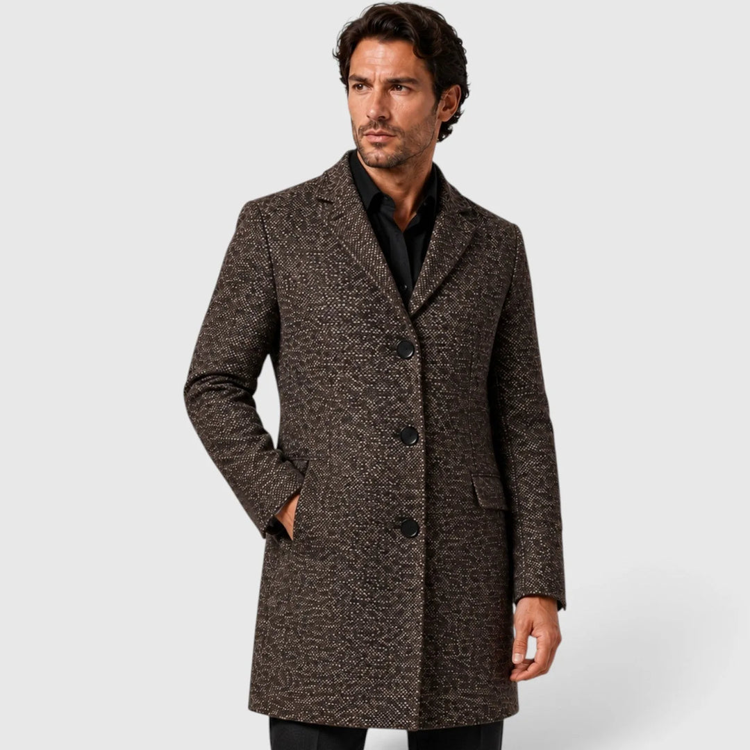Aldric | Men's Winter Coat Slim Fit Overcoat - Dark Brown - Image 1