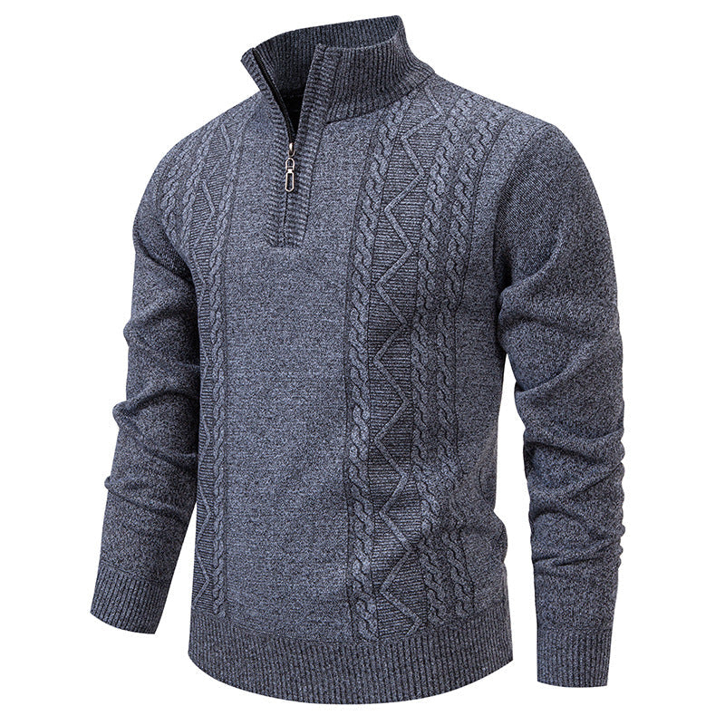 Brannock | Men's Cable Knit Quarter-Zip Sweater - Dark Grey - Image 1