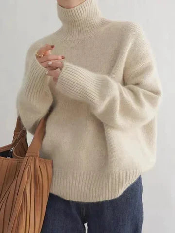 Brecklyn | Women's Oversized Turtleneck Sweater - Cream - Image 1