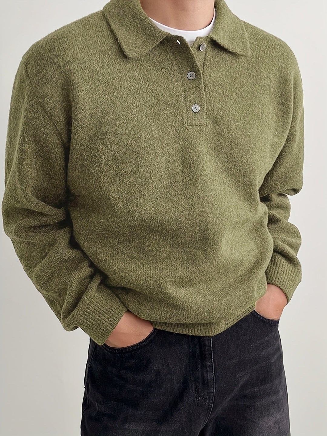 Colvern | Men's Knit Polo Sweater Long Sleeve - Image 1