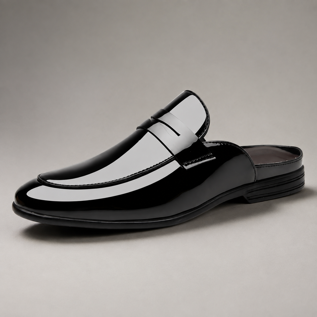 Corinda | Women's Patent Leather Loafer Mules - Black - Image 1