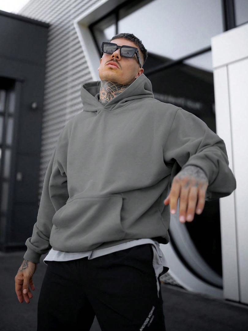 Cravell | Men's Oversized Hoodie Pullover Sweatshirt - Grey - Image 1