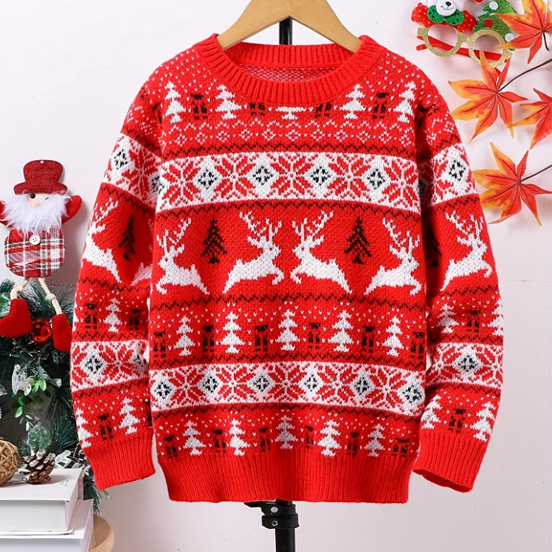 Dorelle | Women's Christmas Sweater Nordic Reindeer Knit - Red - Image 1