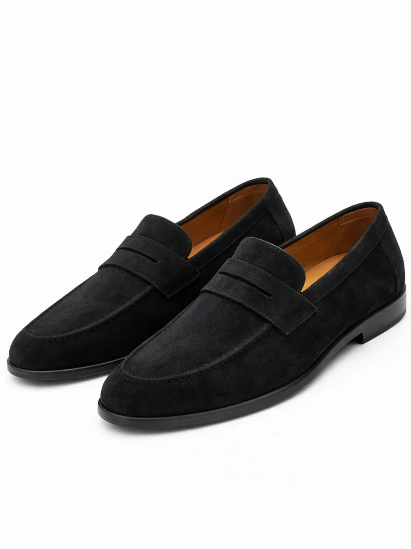 Dorienne | Women's Suede Penny Loafer - Black - Image 1