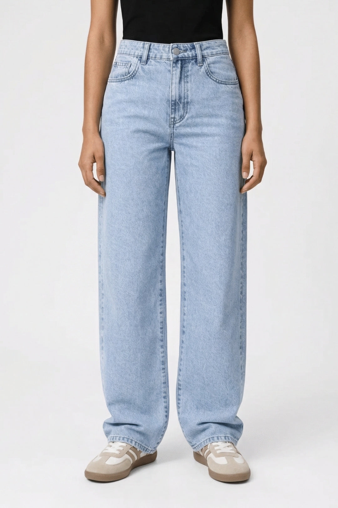 Dravenne | Women's Baggy Wide Leg Jeans - Light Blue - Image 1