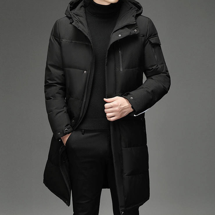 Dravick | Men's Long Hooded Puffer Winter Jacket - Black - Image 1