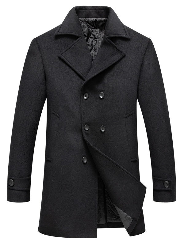 Drevick | Men's Double Breasted Winter Coat - Black - Image 1
