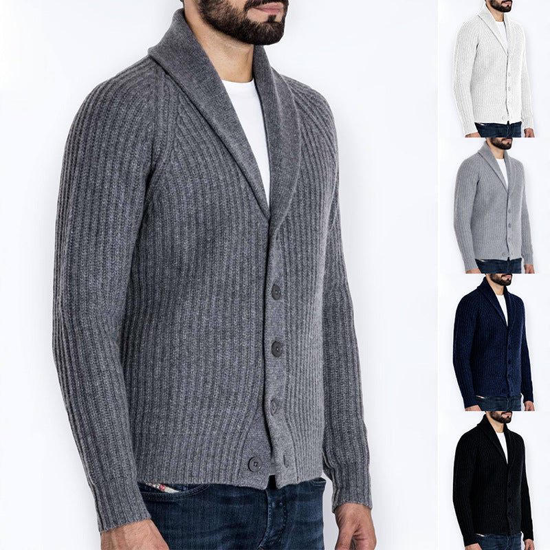 Drexford | Men's Shawl Collar Ribbed Cardigan - Image 1