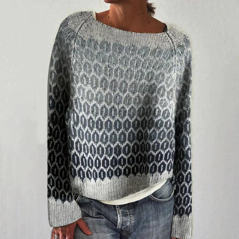 Fenova | Women's Fair Isle Christmas Sweater - Grey - Image 1
