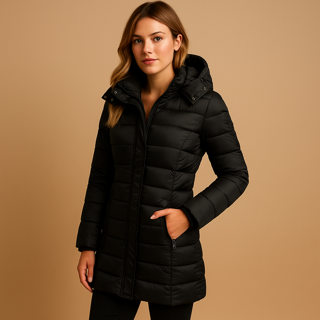 Halveth | Women's Winter Coat Hooded Puffer - Black - Image 1