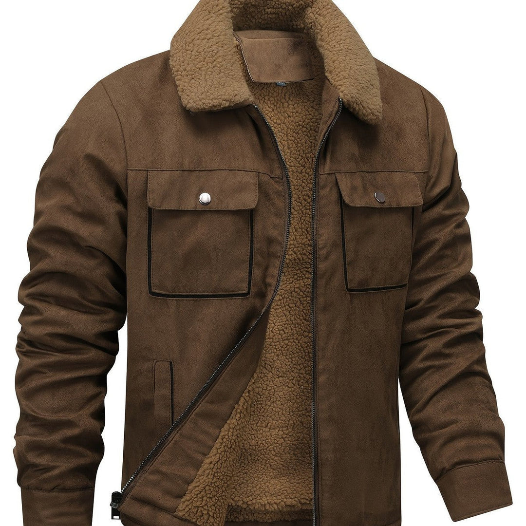 Halvorn | Men's Fleece-Lined Winter Jacket - Brown - Image 1