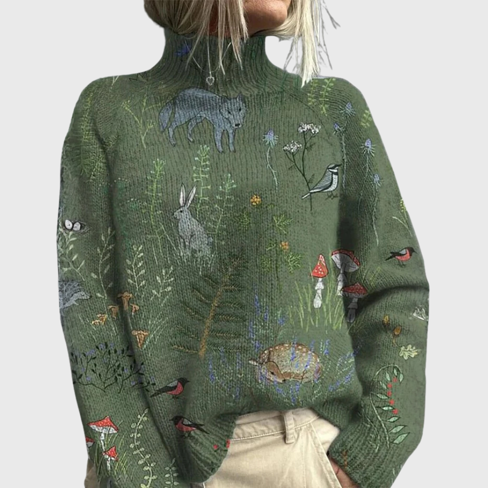 Marvelle | Women's Printed Turtleneck Sweater - Image 1