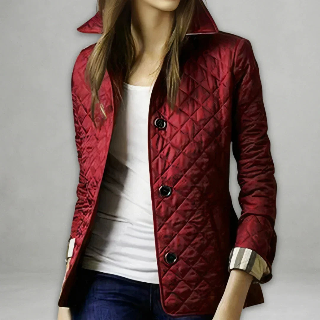 Marveth | Women's Quilted Winter Coat Jacket - Burgundy - Image 1