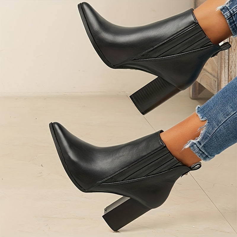 Orvella | Women's Block Heel Pointed Toe Ankle Boots - Image 1