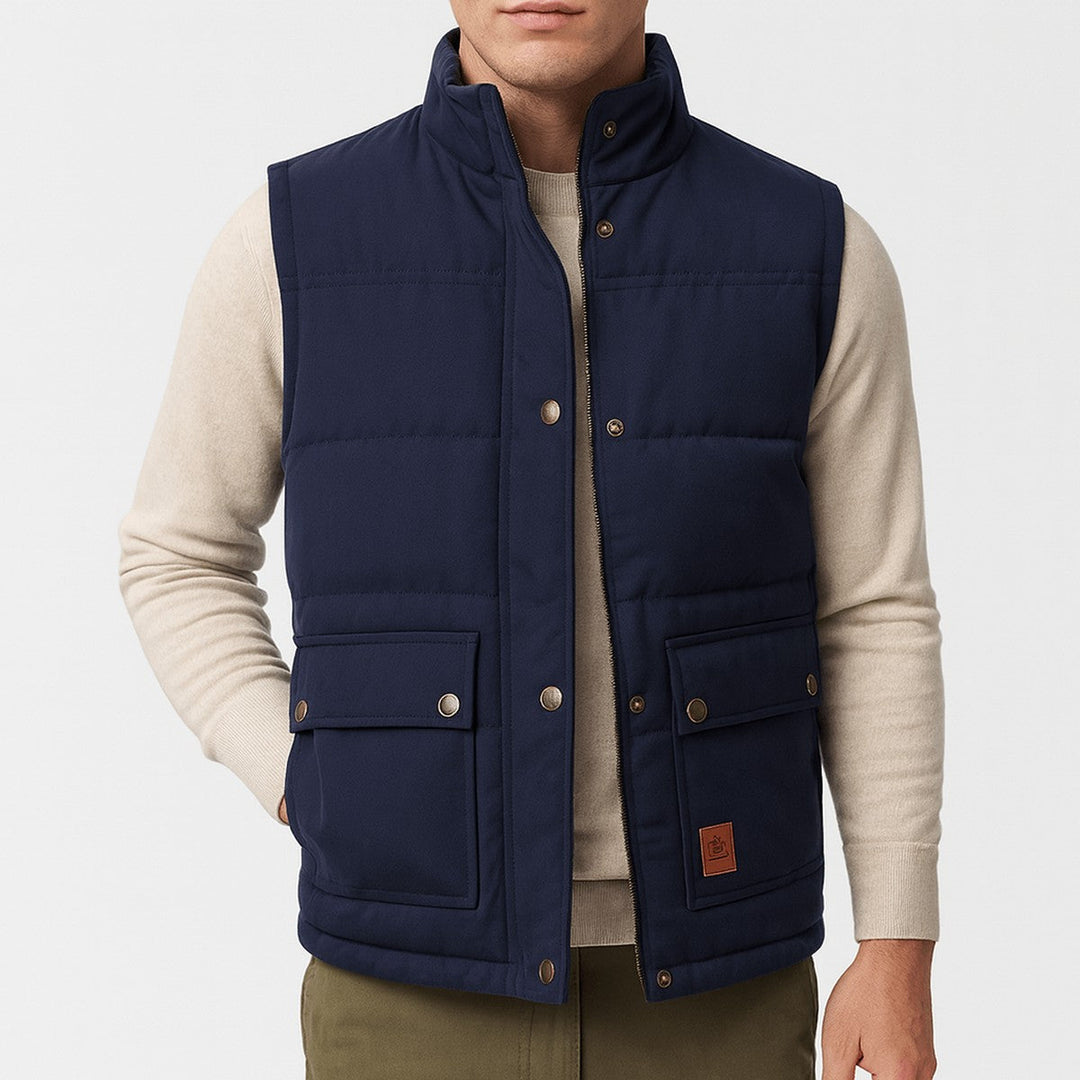 Orveth | Men's Quilted Puffer Vest Winter Gilet - Navy - Image 1