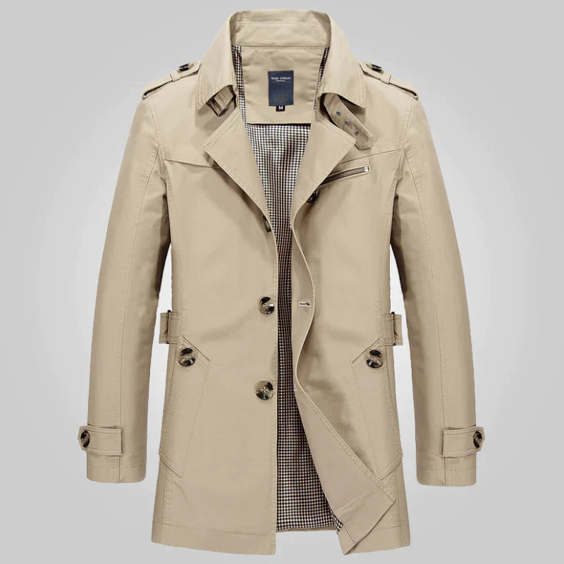 Orveth | Men's Winter Jacket Trench Coat - Khaki - Image 1
