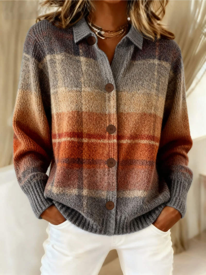 Rolvenne | Women's Plaid Cardigan Sweater - Image 1