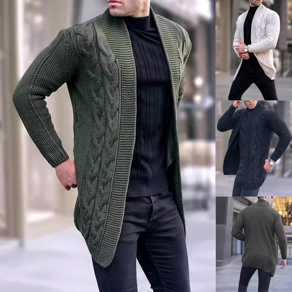 Rovane | Men's Cable Knit Open Front Longline Cardigan - Image 1