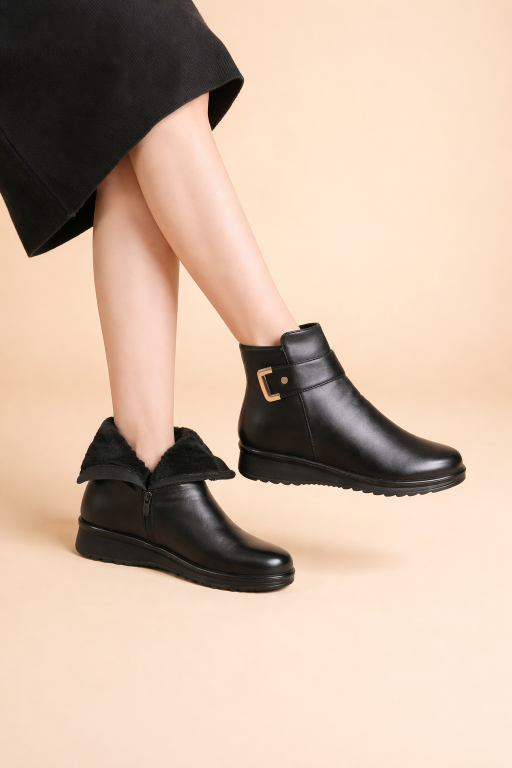 Solvara | Women's Fur-Lined Winter Ankle Boot - Brown - Image 1