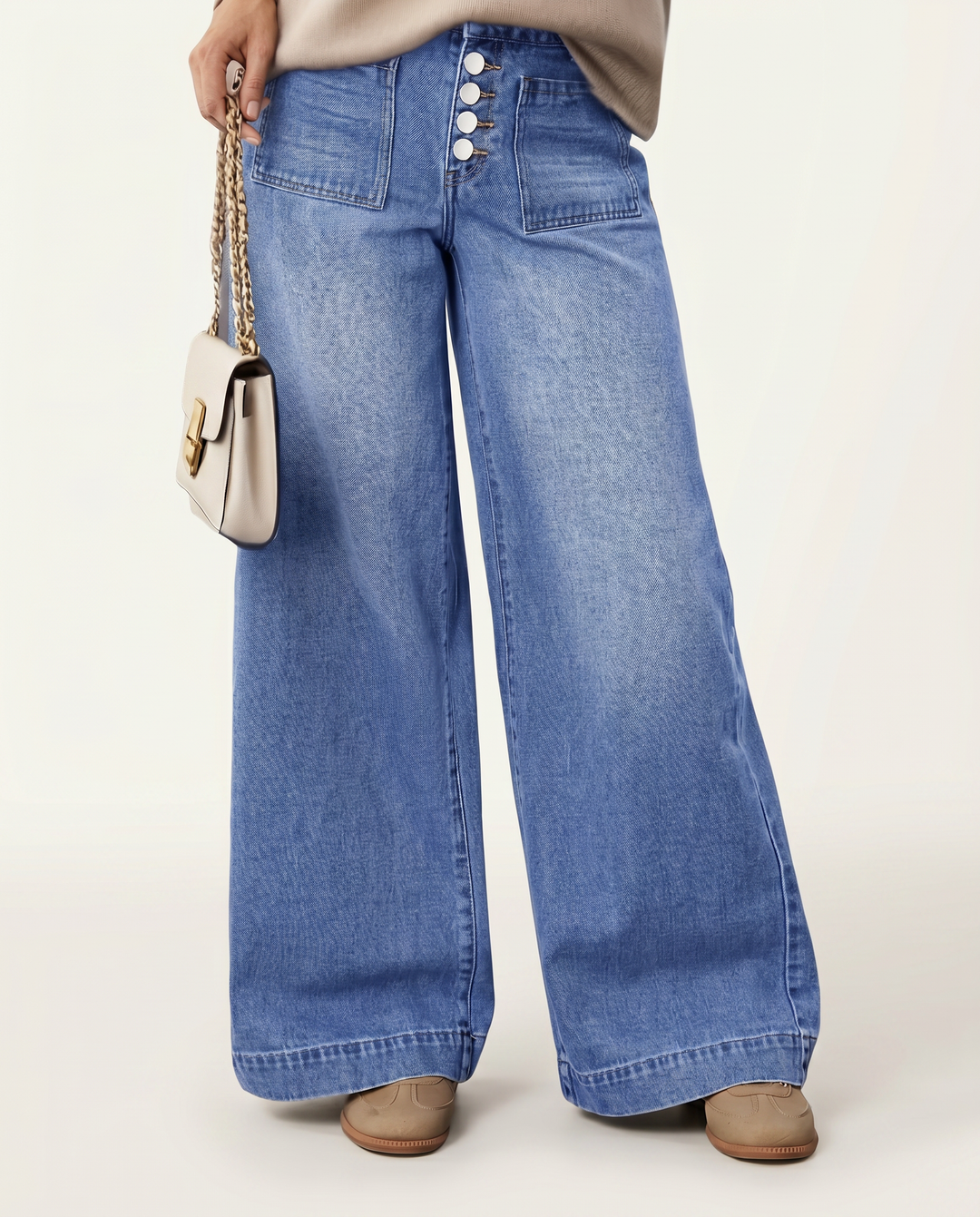 Velmarie | Women's Baggy Wide Leg Jeans - Blue - Image 1