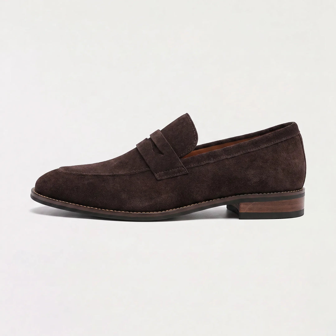 Veradwyn | Women's Suede Penny Loafer - Dark Brown - Image 1