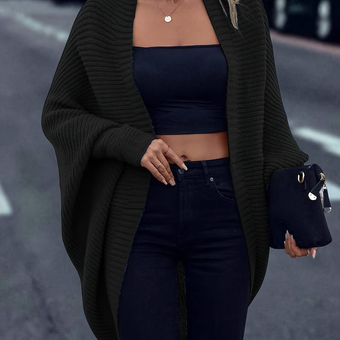 Vordana | Women's Oversized Open Front Cardigan - Olive Green - Image 1
