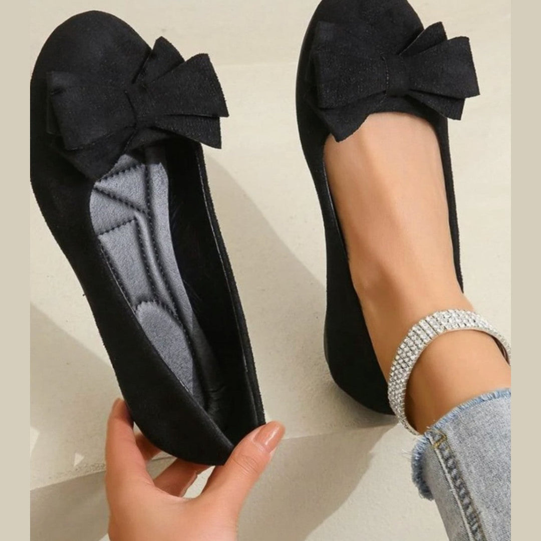 Vossene | Women's Bow Ballet Flats Slip-On - Black - Image 1