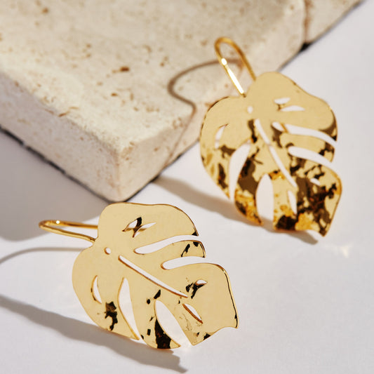 Tropical Monstera Leaf Earrings