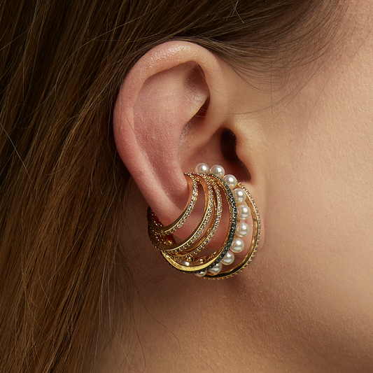 Chunky Layered Pearl Ear Cuff