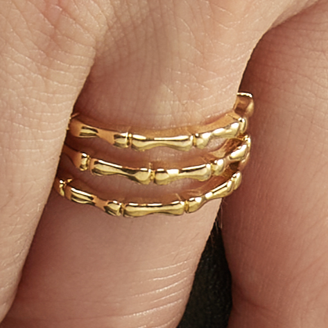 Triple Bamboo Pattern Ring