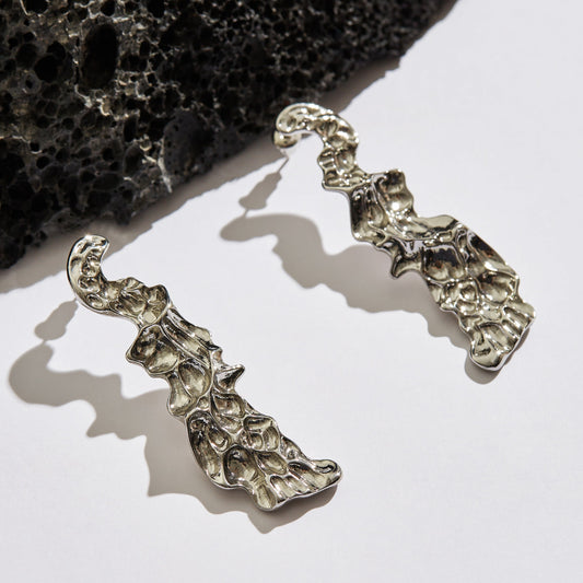 Raw Wrinkled Bar Earrings